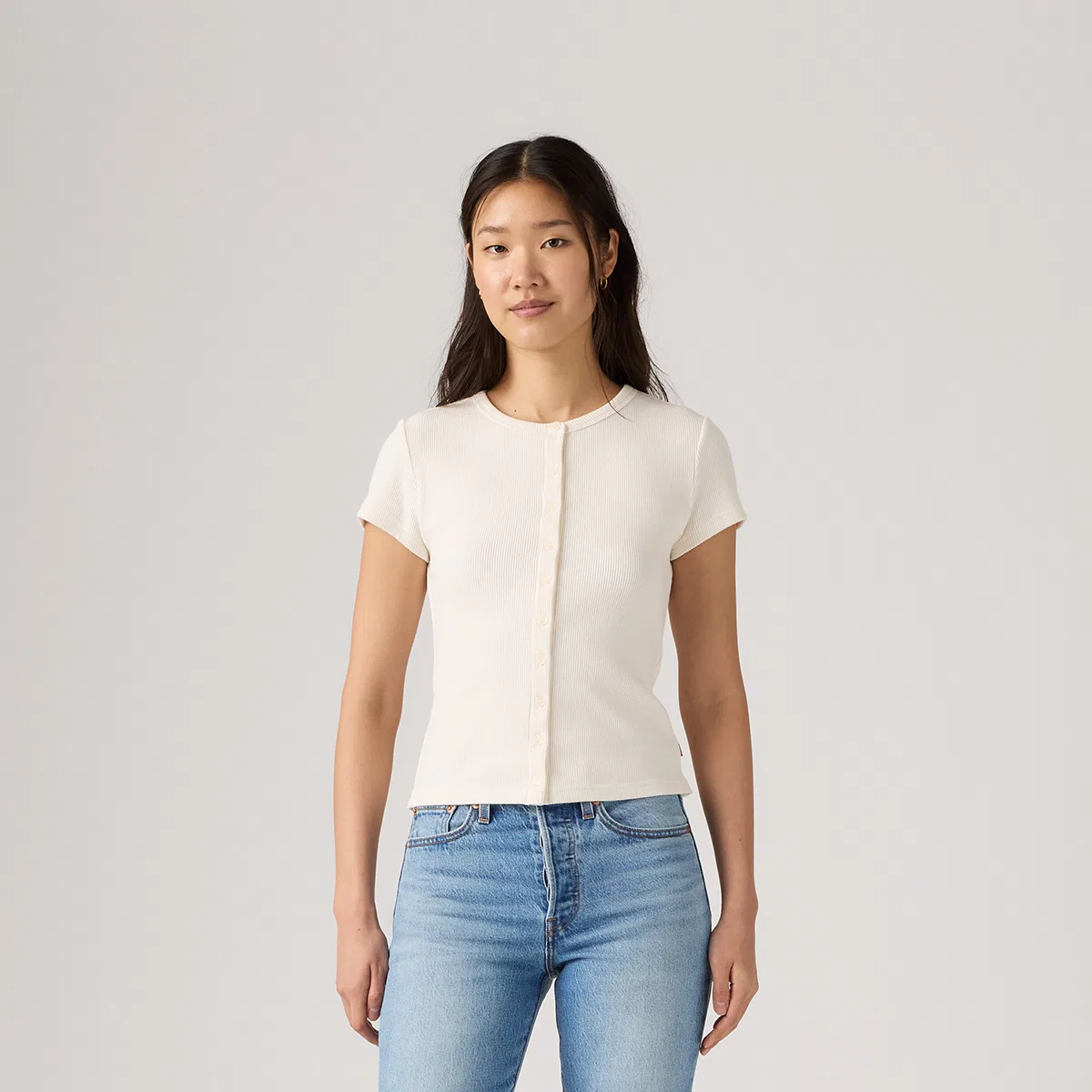 Женская футболка хлопковая Levis, White — фото 4