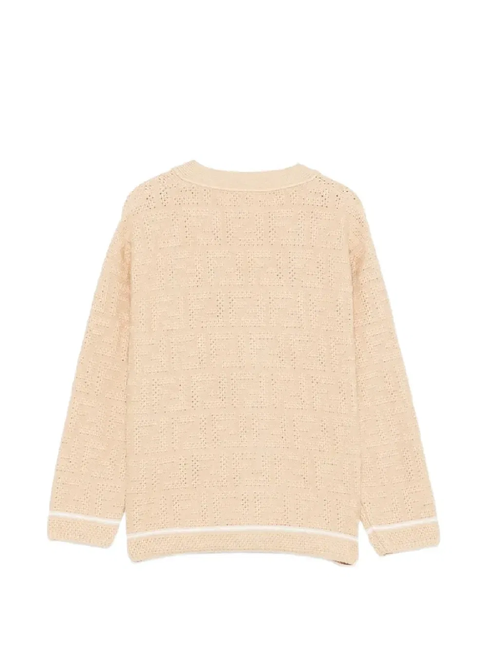 Перфорированный кардиган FF с монограммой Fendi Kids, бежевый — фото 2