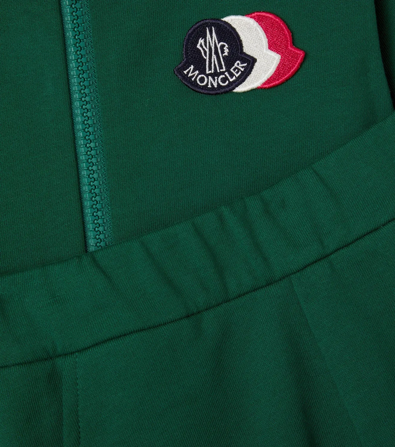 Комплект из флисовой толстовки с капюшоном и спортивных штанов Moncler Enfant, зеленый — фото 3
