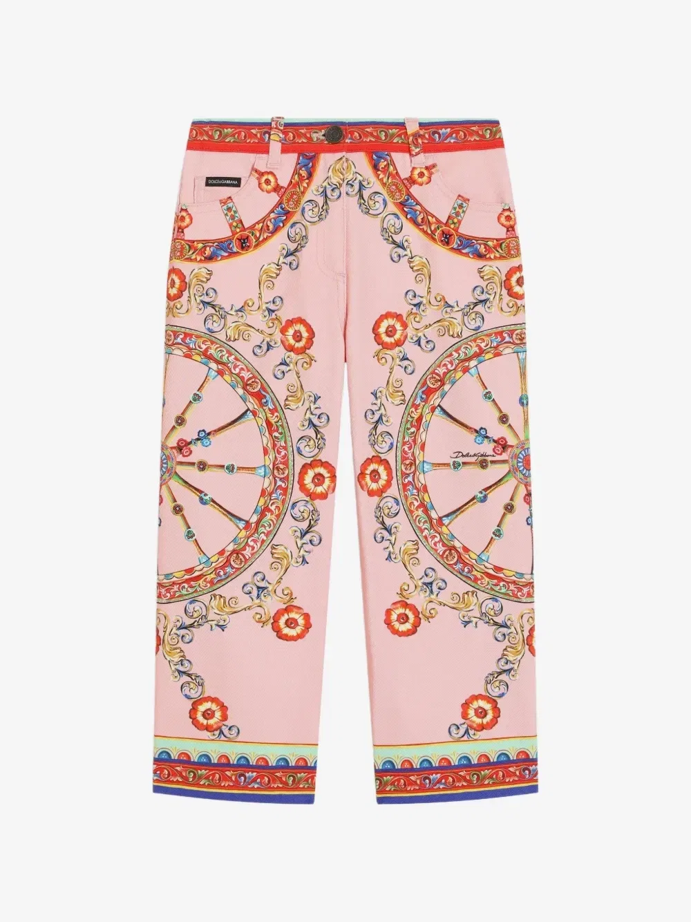 Джинсы с карманами и принтом Carretto Dolce & Gabbana Kids, розовый