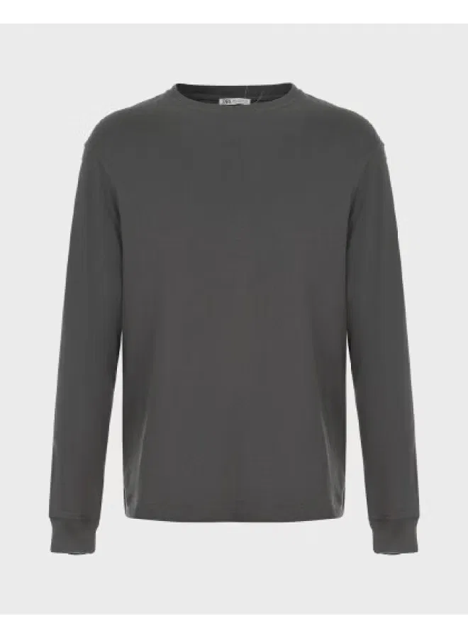 Пуловер вязаный с длинным рукавом Zara, темно-серый