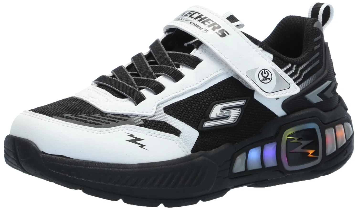 Детские кроссовки для мальчиков с подсветкой Light Storm 3 Skechers, White Black