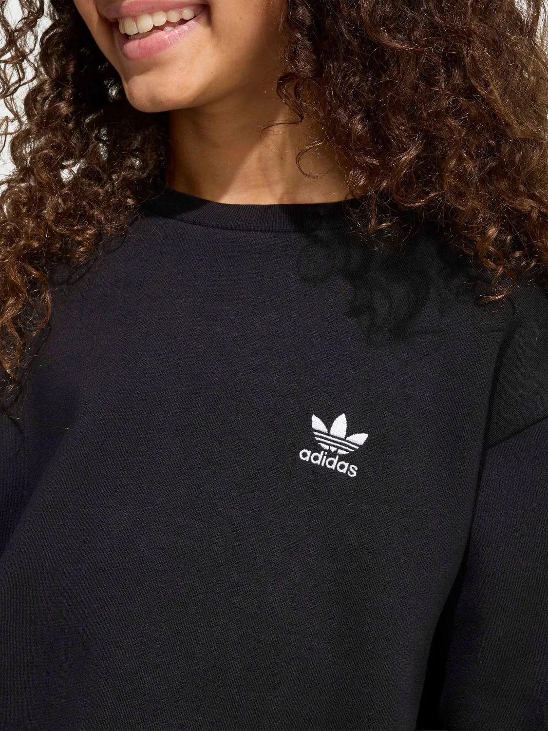 Свитшот, свободный крой, Boxy Crew, adidas Originals, черный — фото 4