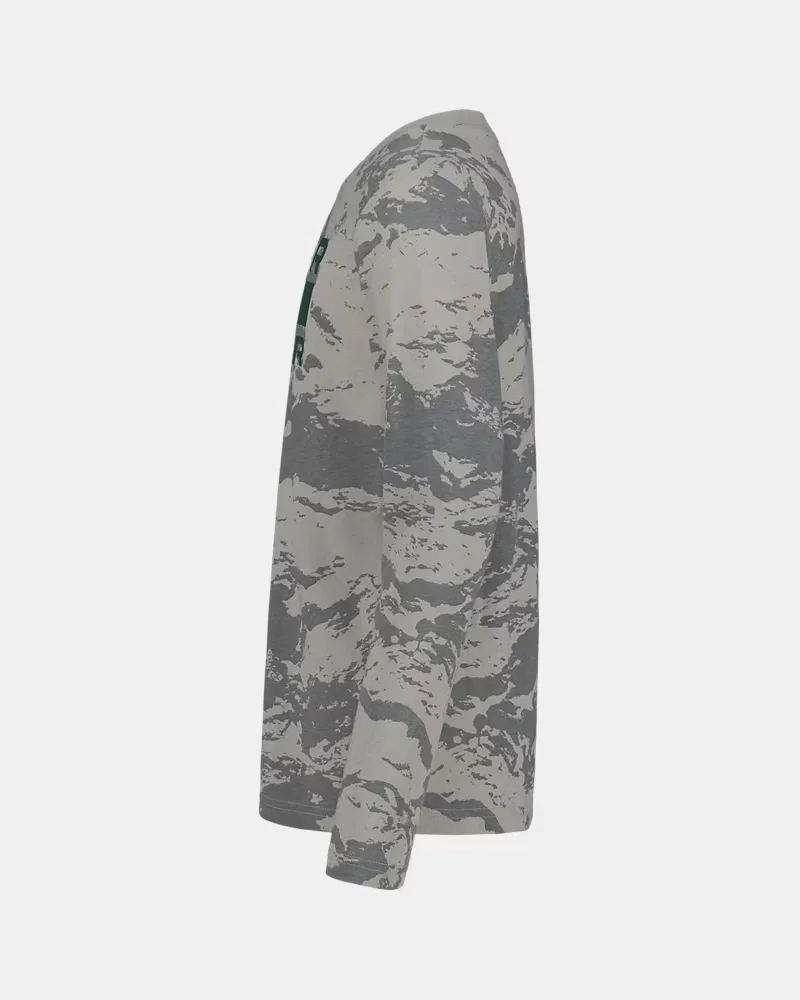 Лонгслив детский влагоотводящий из хлопковой смеси UA Mountain Camo UnderArmour, Titanium/Arden Green — фото 4