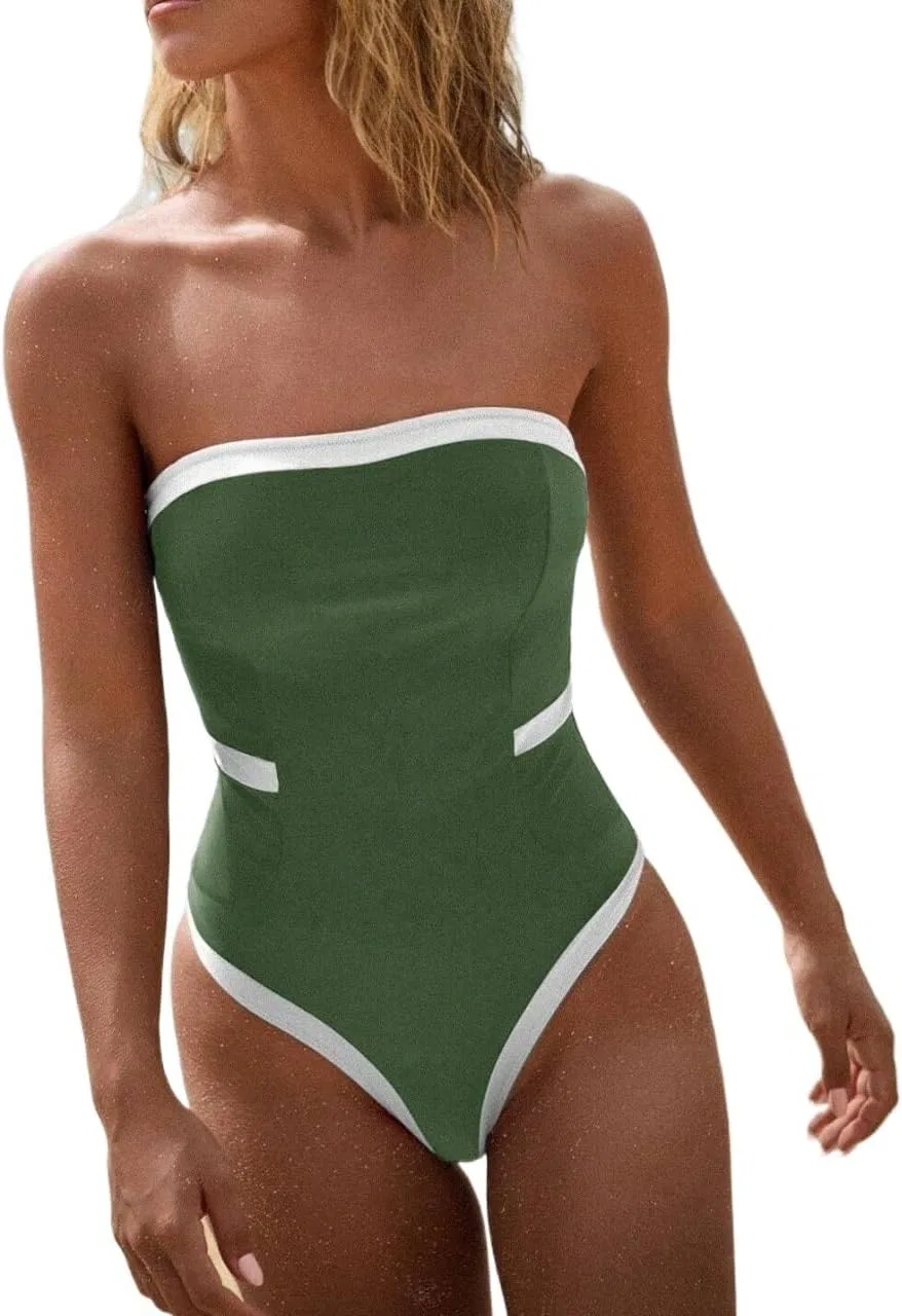 Женский цветной монокини с открытой спиной, Army Green