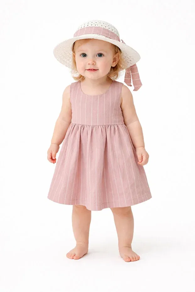 Детское платье для девочек с полосками Chicsy Baby, Beige