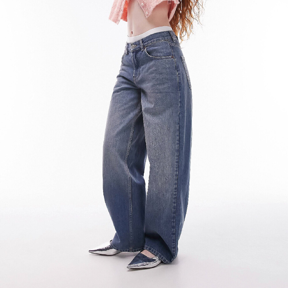 

Джинсы Topshop cinch back, серо-синий