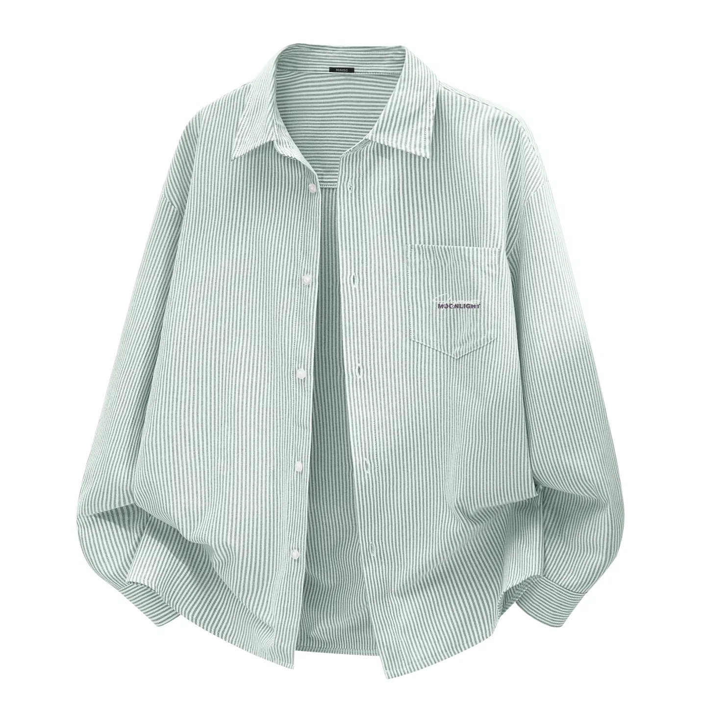 Детская рубашка с лацканами MINISO, Oxford Stripes Gray White Stripes — фото 3
