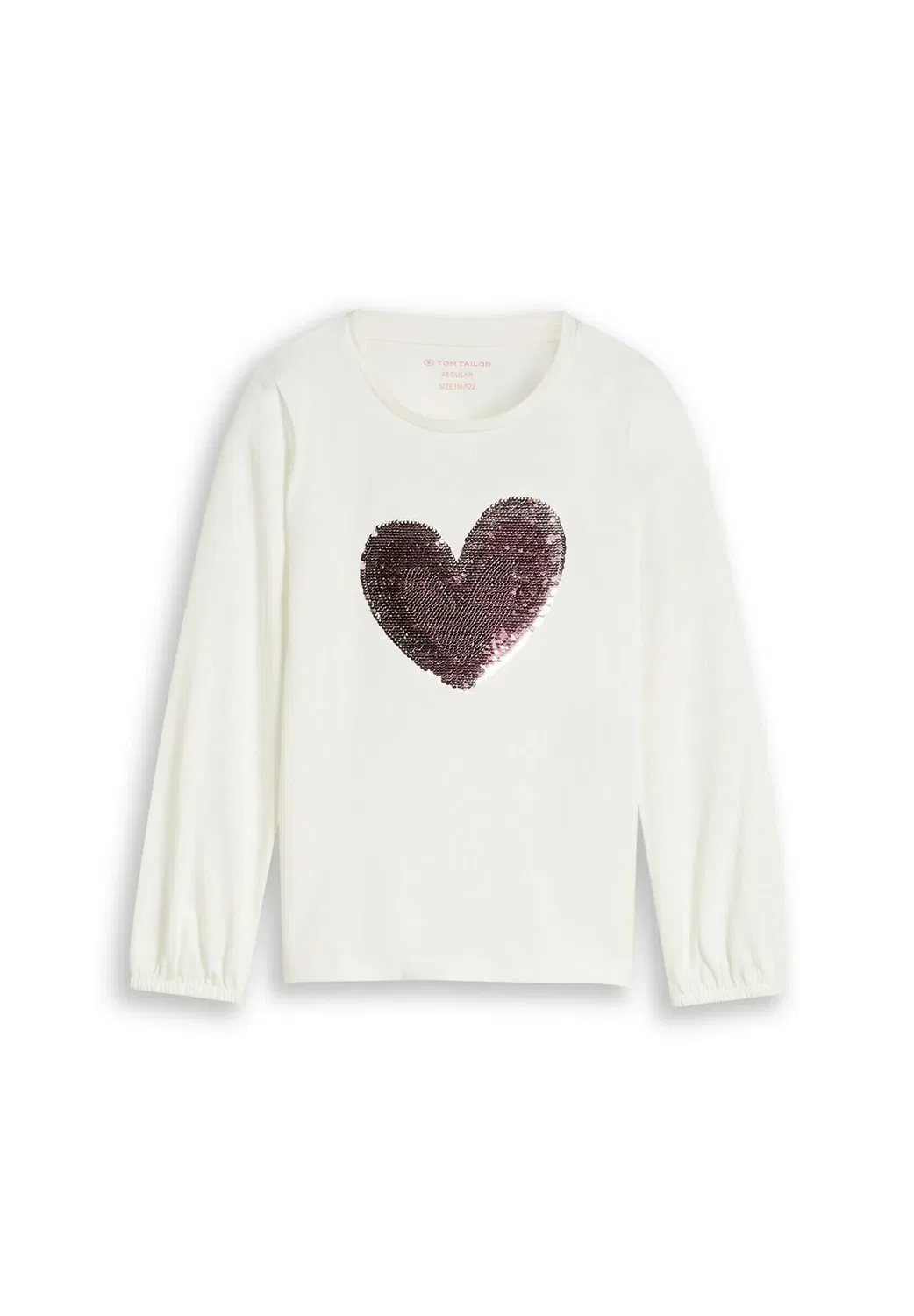T-Shirt langarmshirt mit wendepailletten - long sleeved top Tom Tailor, Whisper White