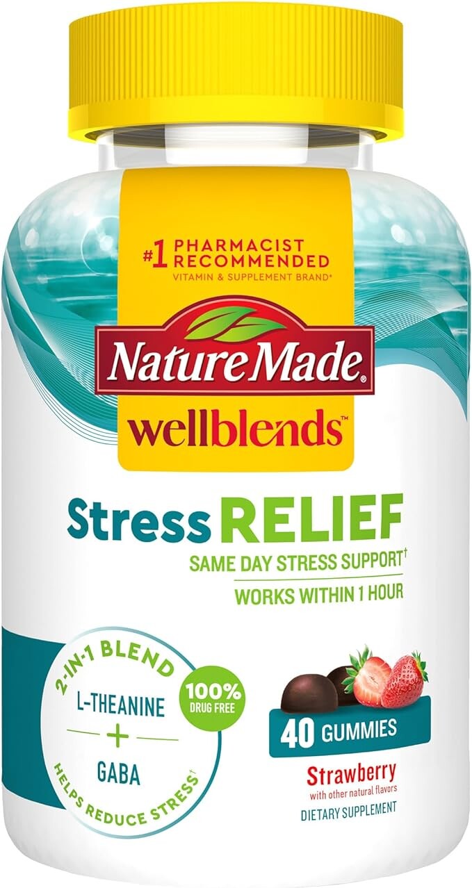 

Nature Made Wellblends, жевательные конфеты для снятия стресса, 40 жевательных конфет со вкусом клубники