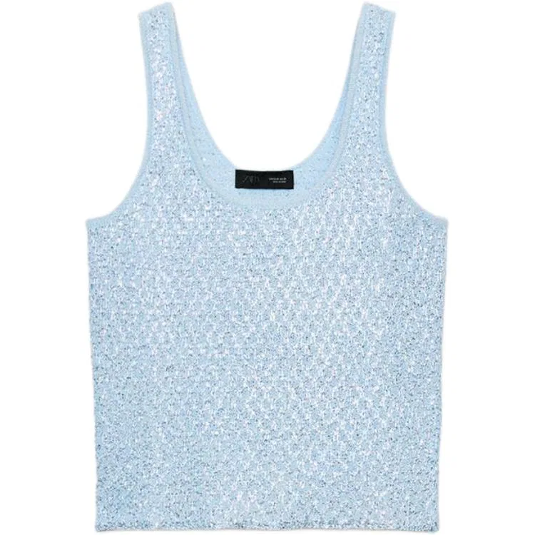 Женский топ-майка Light Blue ZARA, Светло-голубой