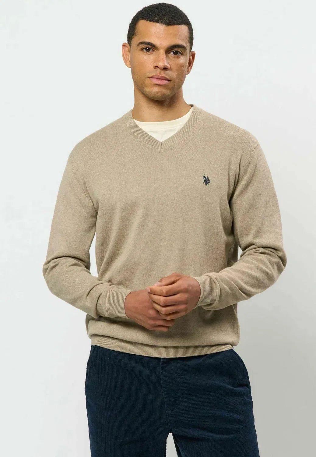 Джемпер Umcosmo с V-образным вырезом U.S. Polo Assn., Crockery Melange