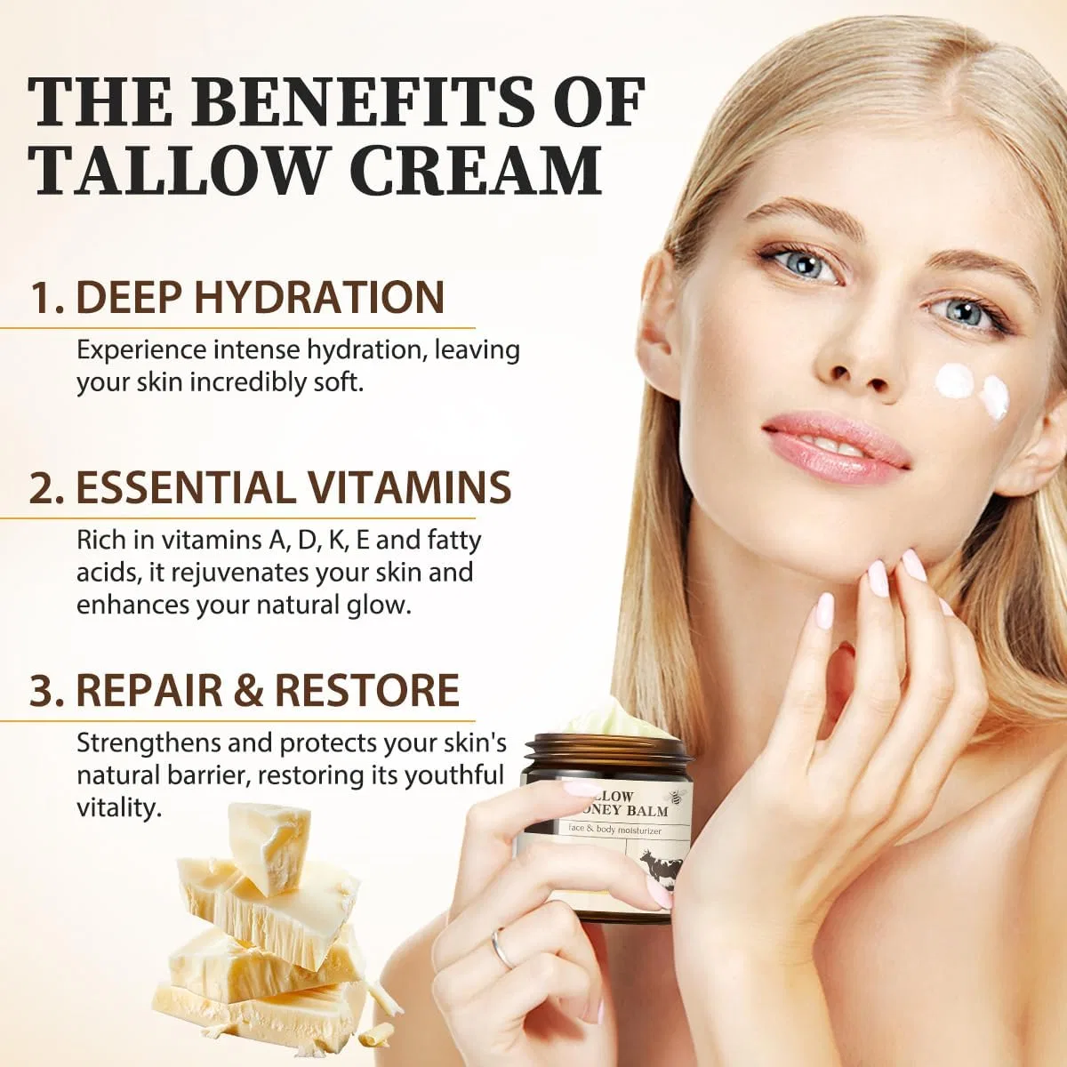 Крем для лица и тела Organic Beef Tallow Cream, 120 г Generisch — фото 3