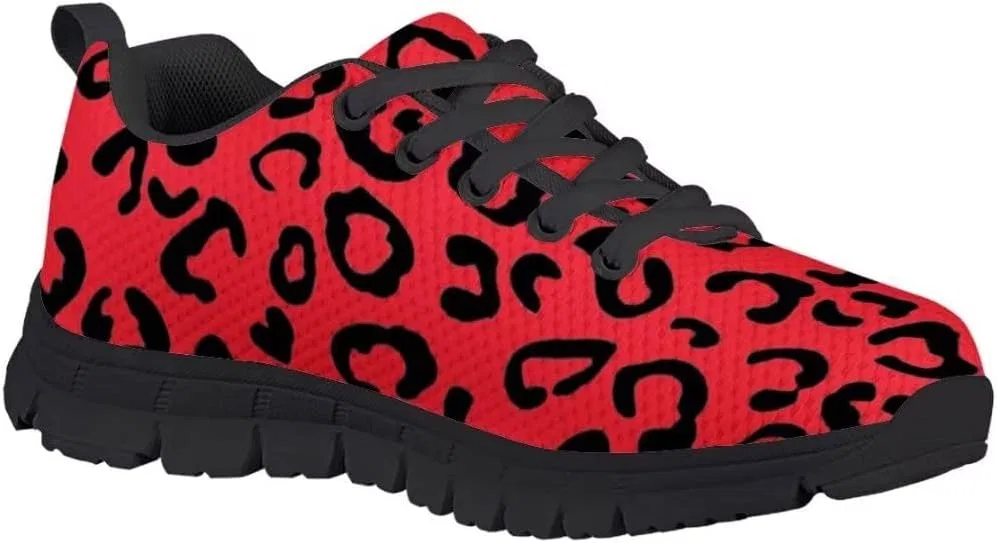 Детские кроссовки для девочек и мальчиков с принтом леопарда Dellukee, Leopard Red — фото 2
