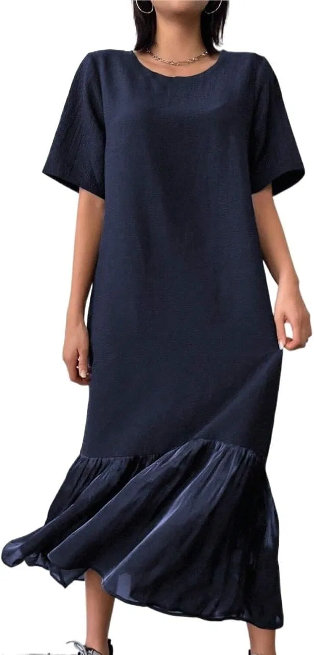 Женское летнее платье с рюшами Navy Blue