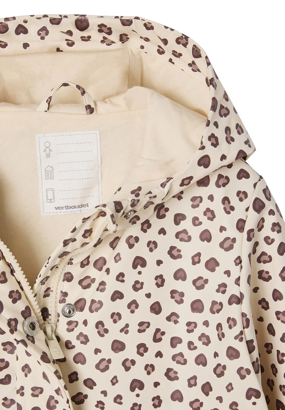 Mädchen regenjacke mit kapuze und print - водонепроницаемая куртка Vertbaudet, Vanille — фото 3