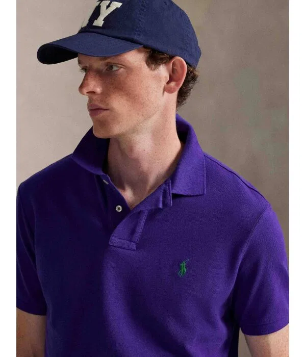 Мужское поло Custom Slim Fit Polo Ralph Lauren, фиолетовый — фото 4