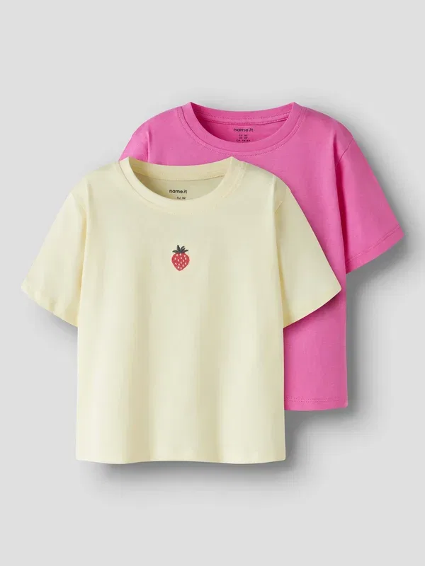 Комплект из 2 футболок с принтом, хлопок, Victoria 2 pack Name It Strawberry Moon, Pear Sorbet