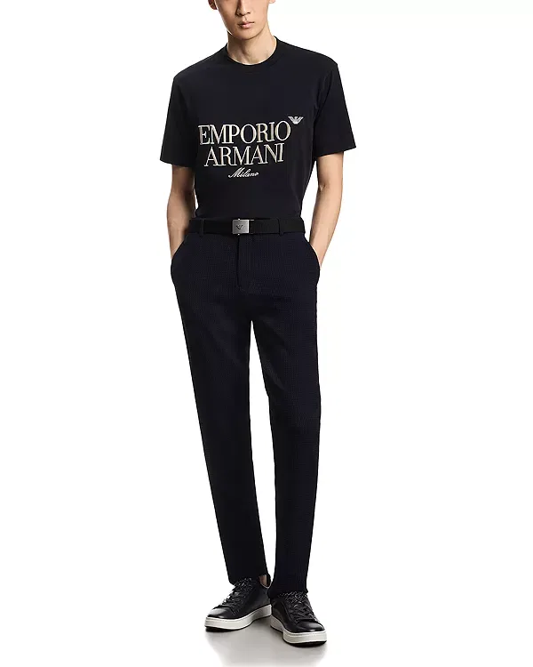 Мужская футболка с принтом Heavy Cotton Embroidered Logo T-Shirt Emporio Armani, Solid Blue — фото 2
