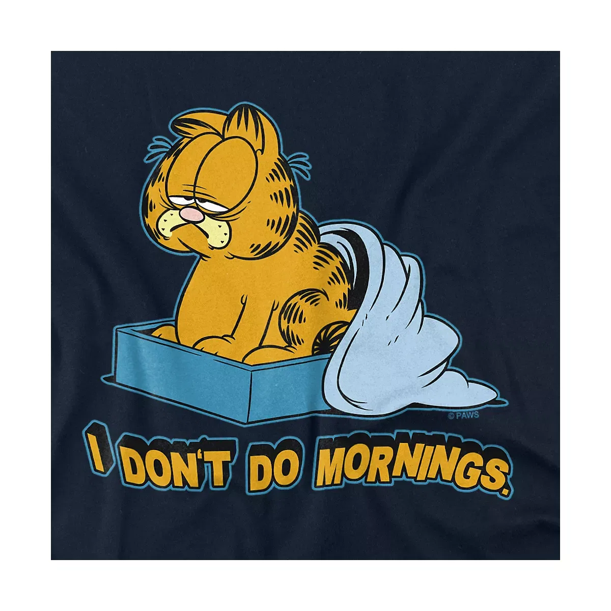 Детская футболка с принтом Garfield I Don't Do Mornings, Garfield, Navy — фото 2