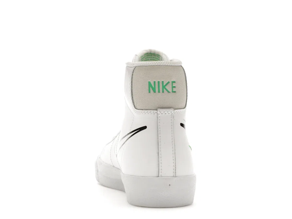 Детские кроссовки кожаные Nike Blazer Mid 77 Swoosh Pack, White/Aluminum/Black/Light Green Spark — фото 4