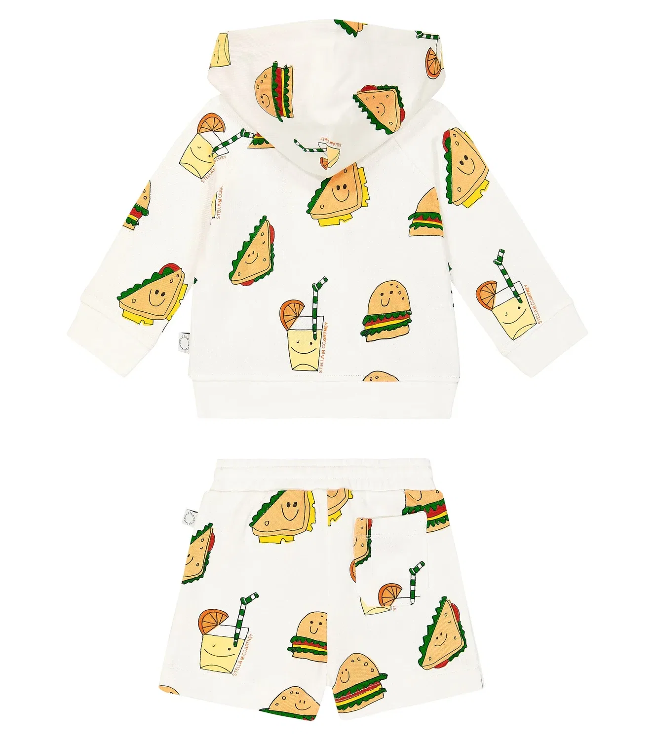 Комплект из хлопковой толстовки и шорт Stella Mccartney Kids, белый — фото 4