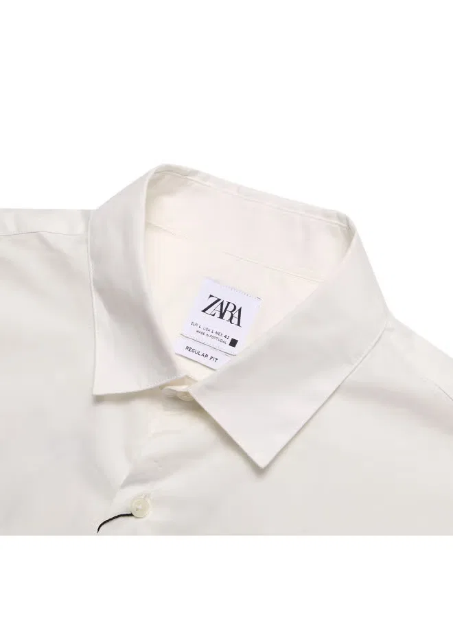 Рубашка с коротким рукавом и принтом с надписью Zara, белый/черный — фото 4