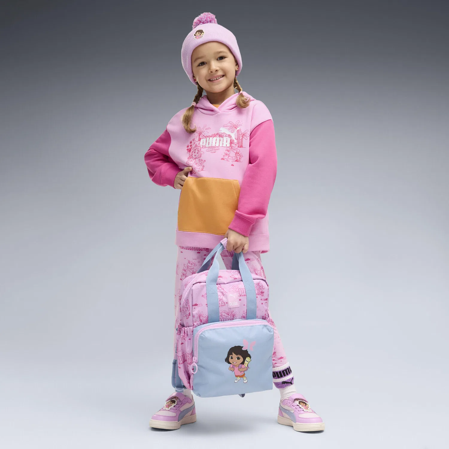 Детское худи для девочек с принтом PUMA x DORA THE EXPLORER, Puma, Malvenfarben — фото 4