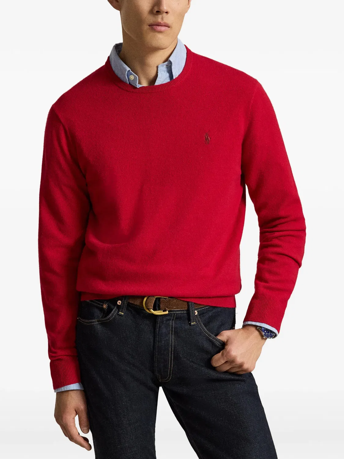 Шерстяной джемпер с V-образным вырезом Polo Ralph Lauren, красный — фото 2