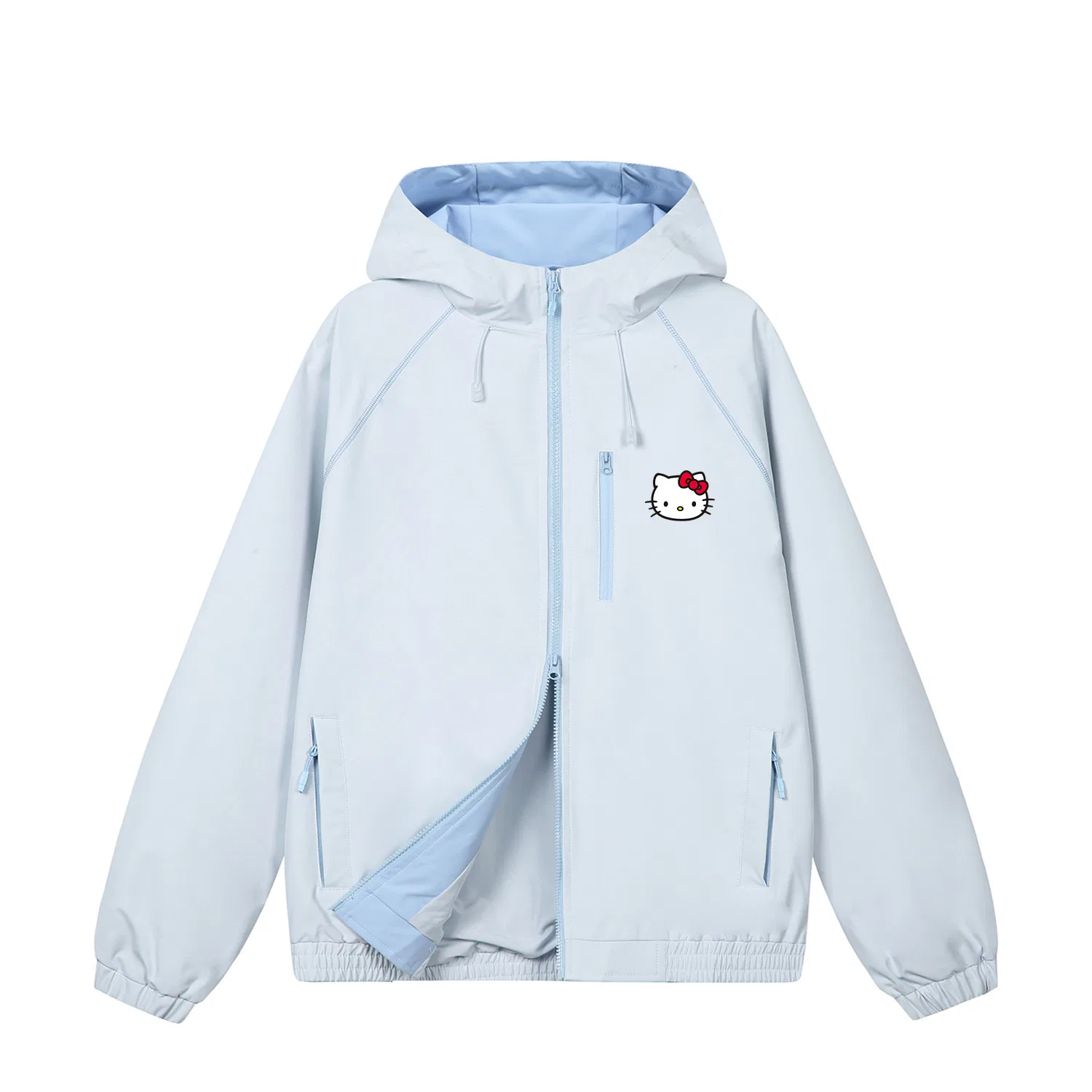 Детское худи с капюшоном молодежное с принтом Hello Kitty и Cinnamoroll Pine Feather Blue (KT) Sanrio