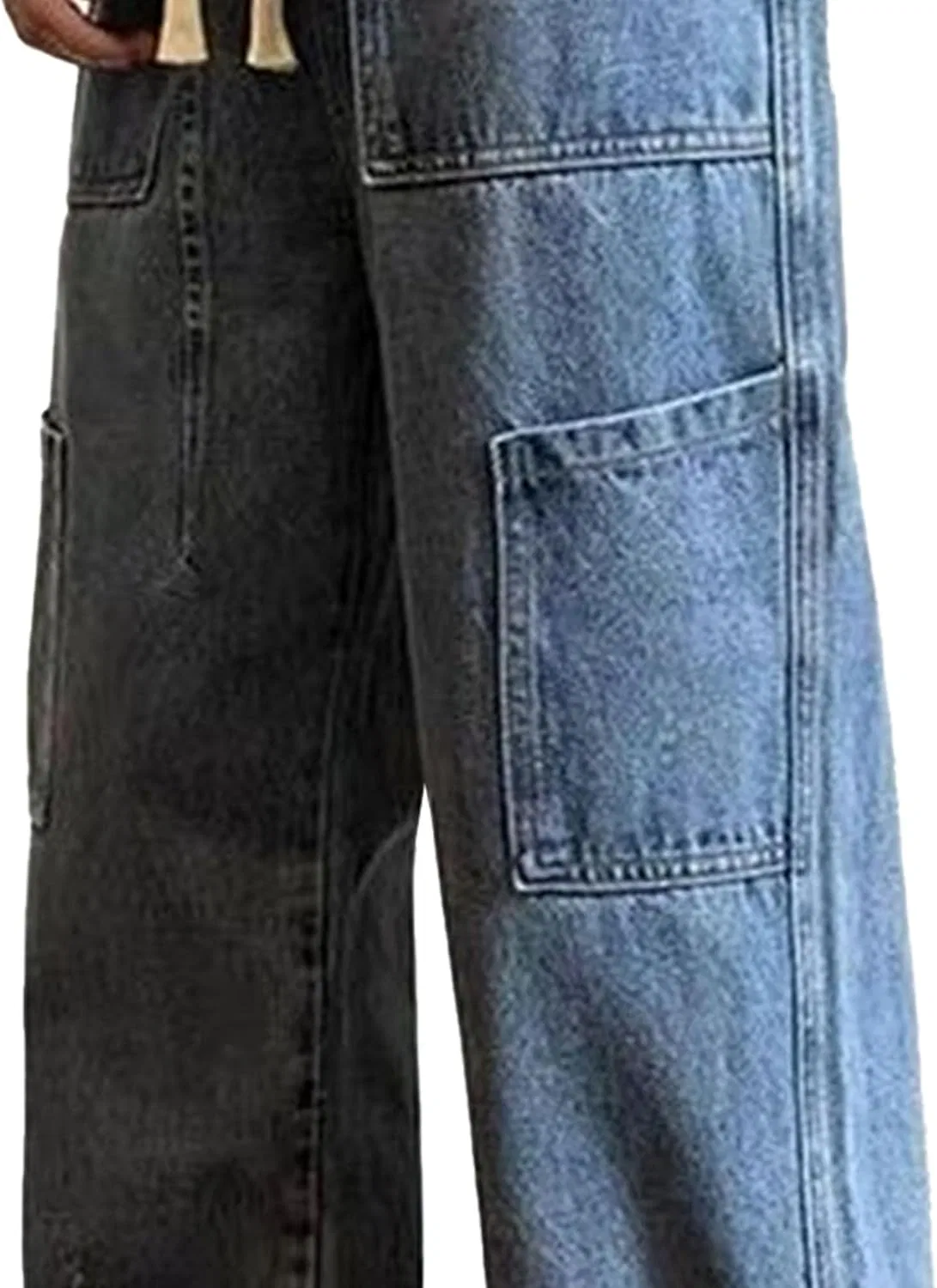 Джинсы свободные Streetwear Hip Hop, Lightblue — фото 4