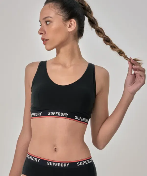 Бюстгальтер с логотипом, Superdry, черный — фото 2