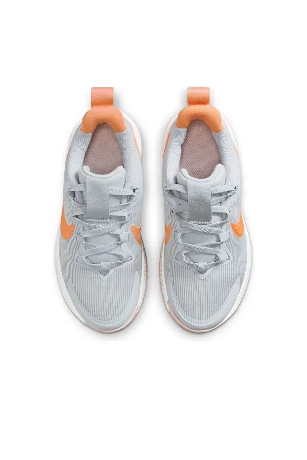 Детские кроссовки для девочек с эластичными шнурками Star Runner 4 Nike, Grey-Orange — фото 3