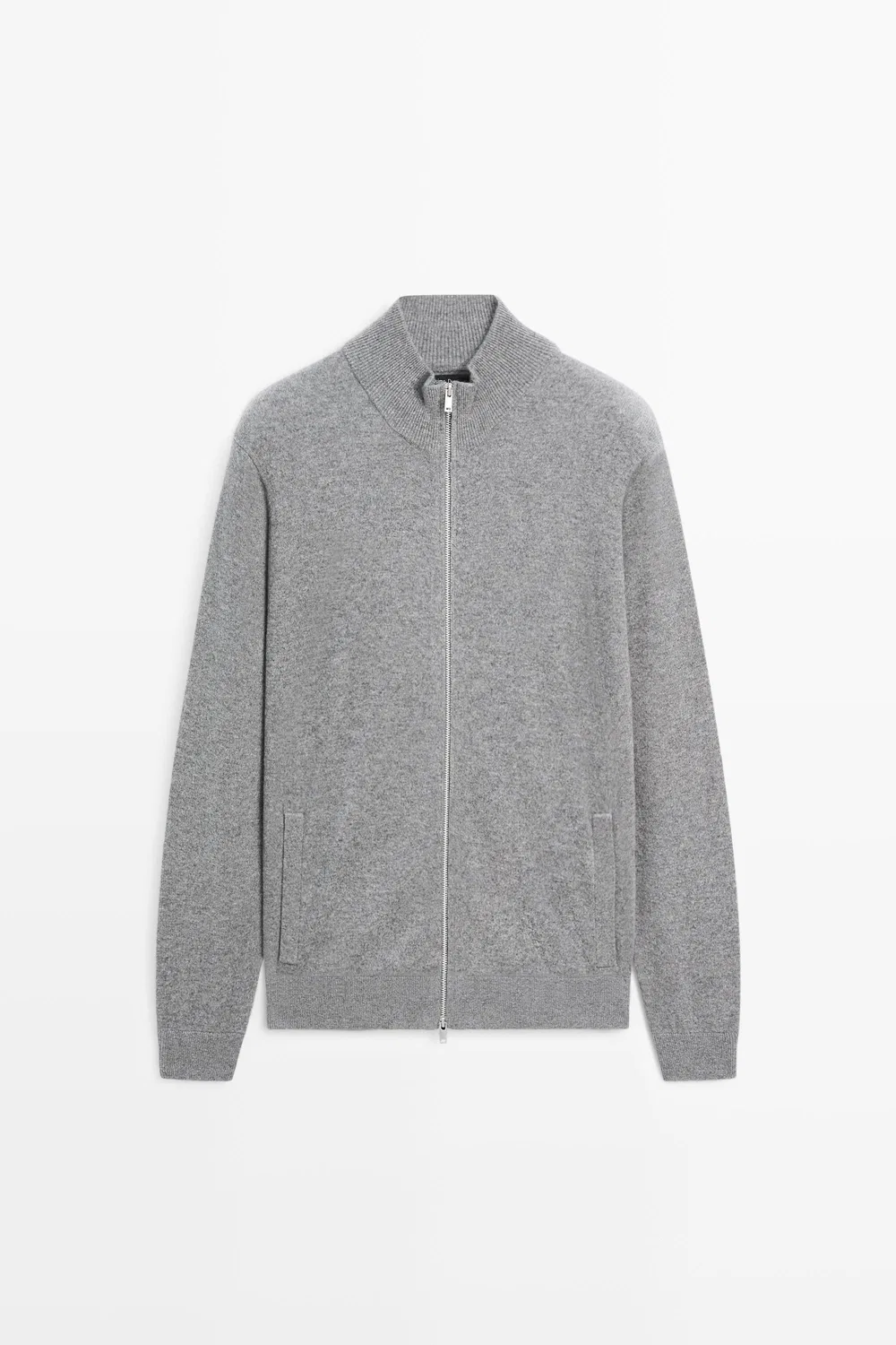 Кардиган Massimo Dutti 100% Cashmere Zip-Up Knit, антрацитово-серый — фото 2
