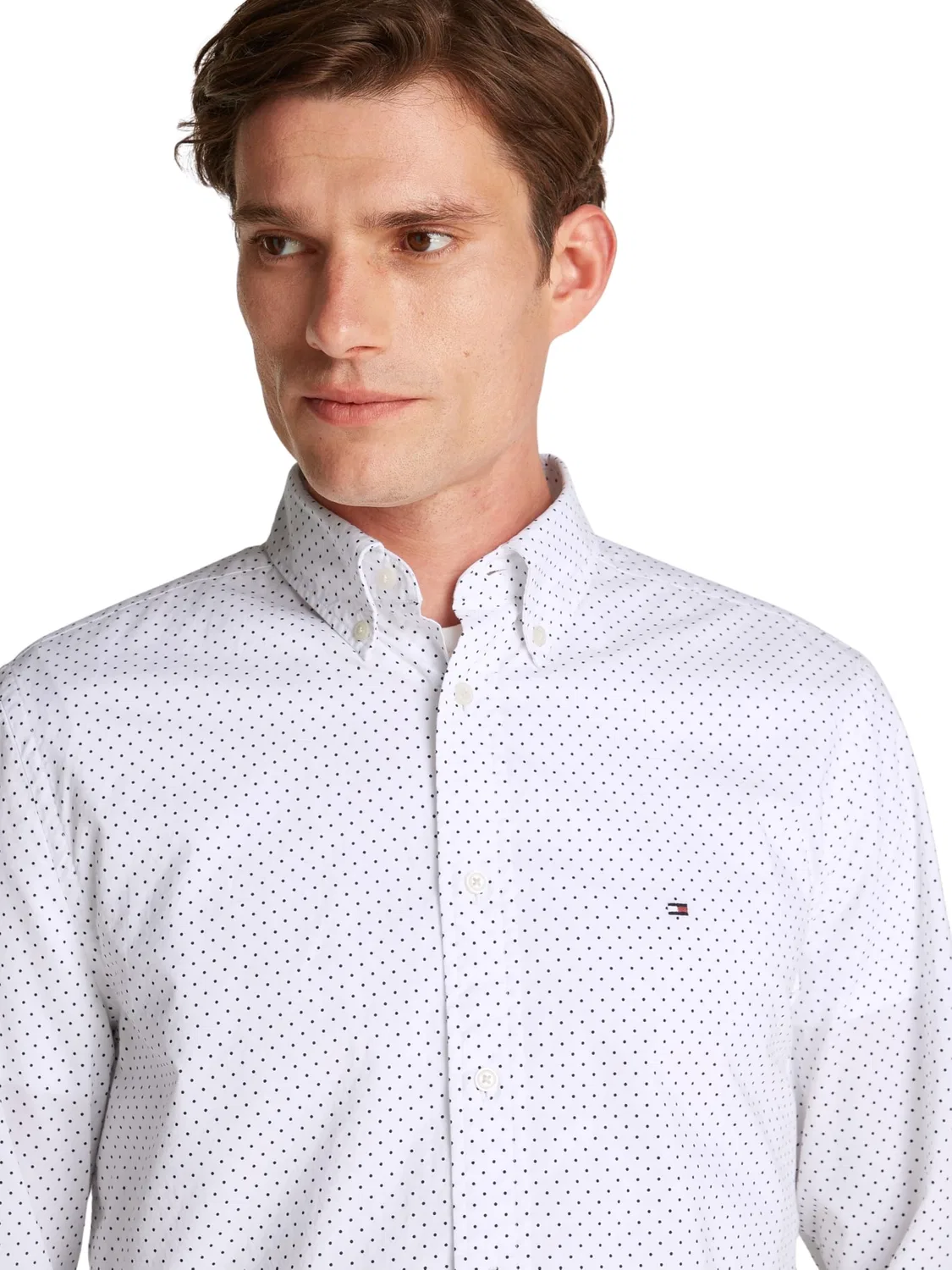 Мужская рубашка с принтом в горошек Tommy Hilfiger, White (Optic White / Navy Dot) — фото 3