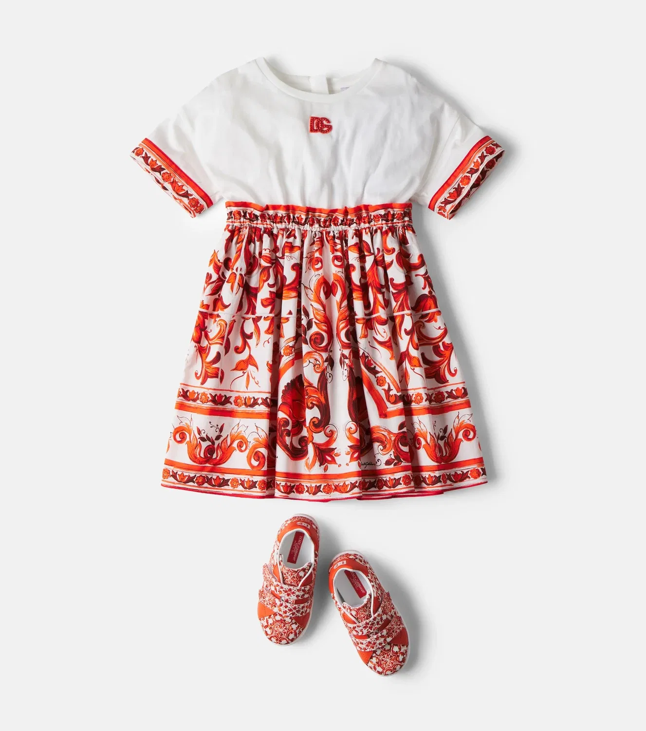 Платье хлопковое Majestic Dolce&Gabbana Kids, оранжевый — фото 2