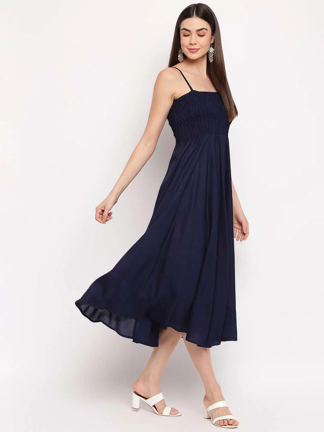Женское платье миди с расклешенной юбкой Dark Blue — фото 3