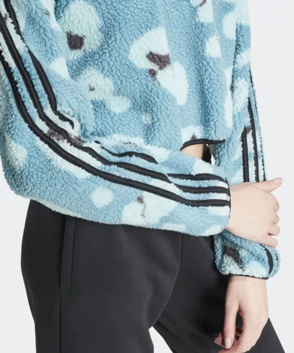Флисовая куртка с животным принтом, укороченная, Adidas, голубой — фото 4