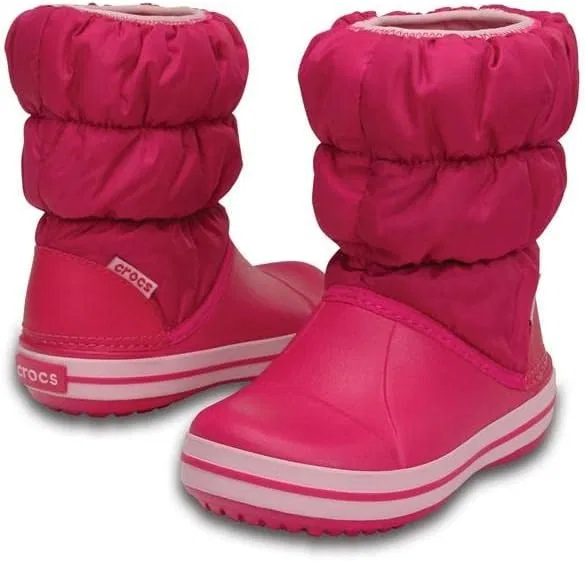 Детские зимние сапоги для девочек Winter Puff Crocs, Candy Pink — фото 2