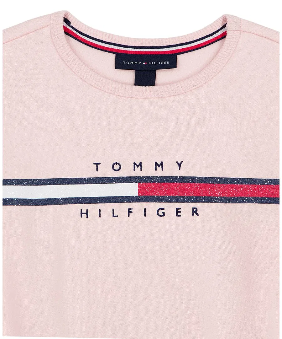 Комплект из свитшота и брюк с блестящим флагом Tommy Hilfiger, Pink — фото 3