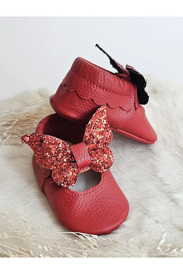Детские туфли-лодочки из натуральной кожи с принтом Hodore, Red Butterfly — фото 3