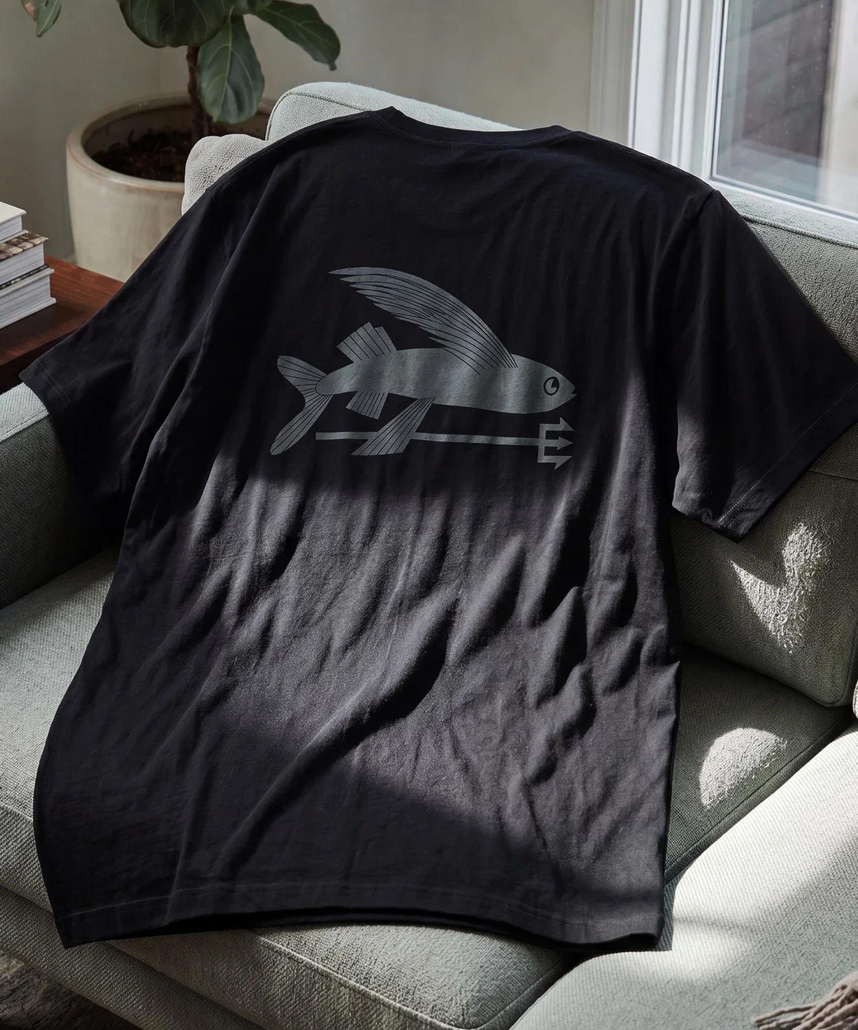 Мужская футболка с принтом Flying Fish Responsibili Patagonia, Black