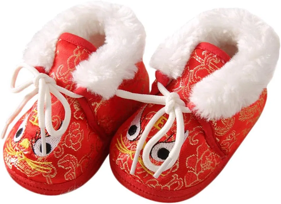 Детские ботиночки для девочек с вышивкой тигра Holibanna, Red