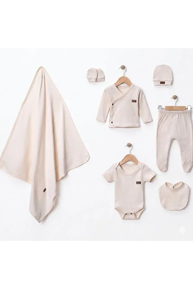Детский комплект для новорожденных из органического хлопка Babymed, Beige — фото 3