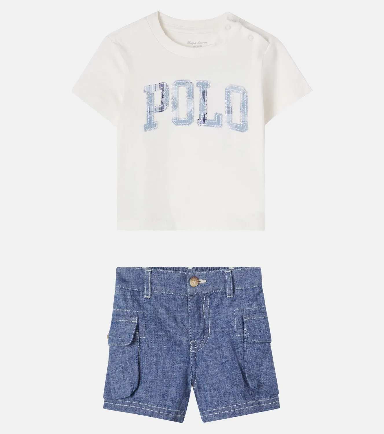 Комплект из футболки с логотипом и шорт для малышей, Polo Ralph Lauren Kids, белый — фото 4