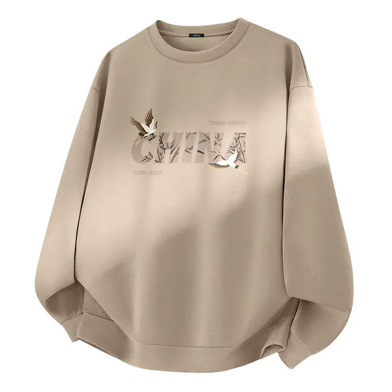 Детский свитшот с круглым вырезом MINISO, [Soft Air Layer]Carbon Gray (Chinese Crane) — фото 3