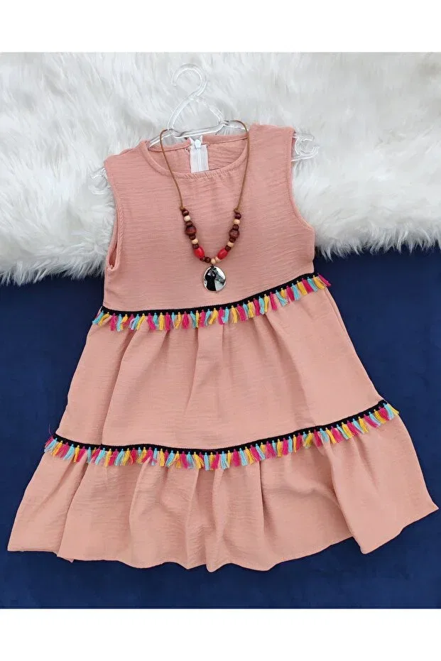 Детское платье для девочек хлопковое Pendant Crepe Beray Bebe, Salmon