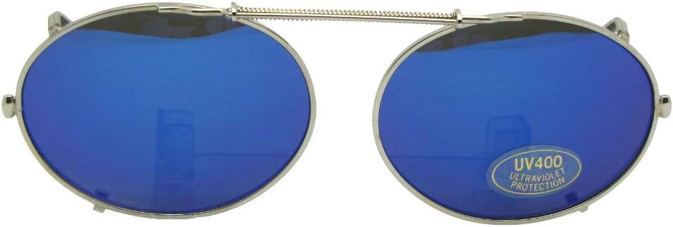 

Овальные неполяризованные солнцезащитные очки с цветными зеркальными линзами, накладные поверх обычных очков – овальная форма, накладные линзы для очков Sunglass Rage, Silver-blue Mirror Gray Lens