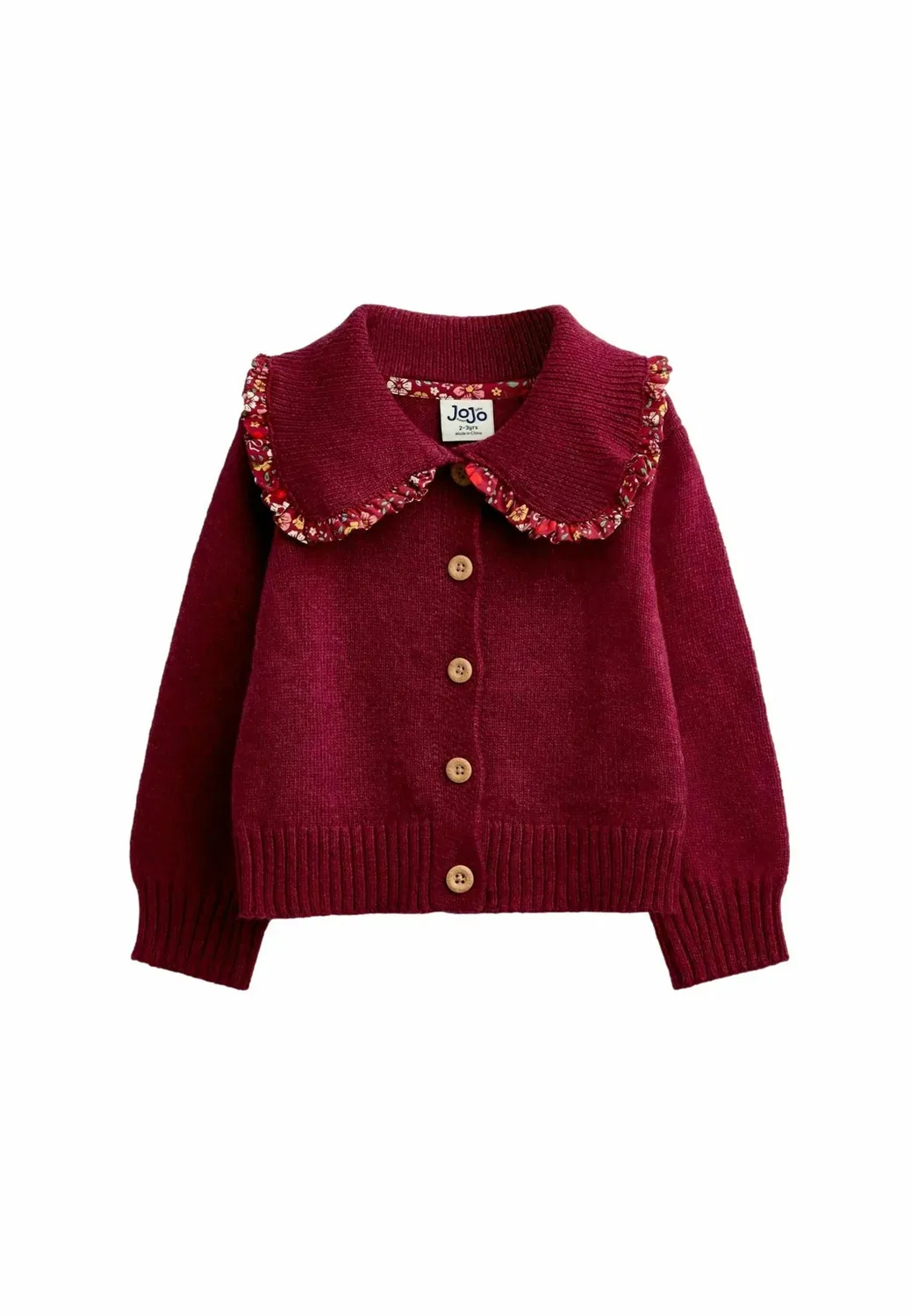 Кардиган с воротником-рюшами - кардиган Jojo Maman Bébé, Burgundy Floral