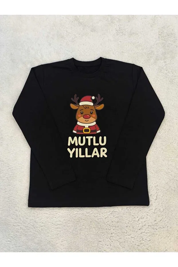 Детские свитшот для девочек хлопковый Happy New Year Pidal Giyim, Black — фото 3
